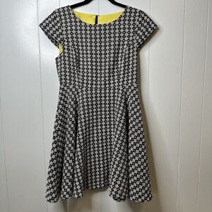 Maeve Anthropologie Sz 6P Jacquard Circle Skirt Dress Cap Sleeve Knee Dress